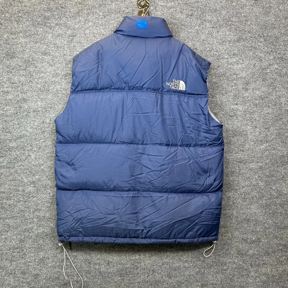 Vintage The North Face 700 Down Puffer Vest Men's Blue Full Zip Alaska Patch 2XL